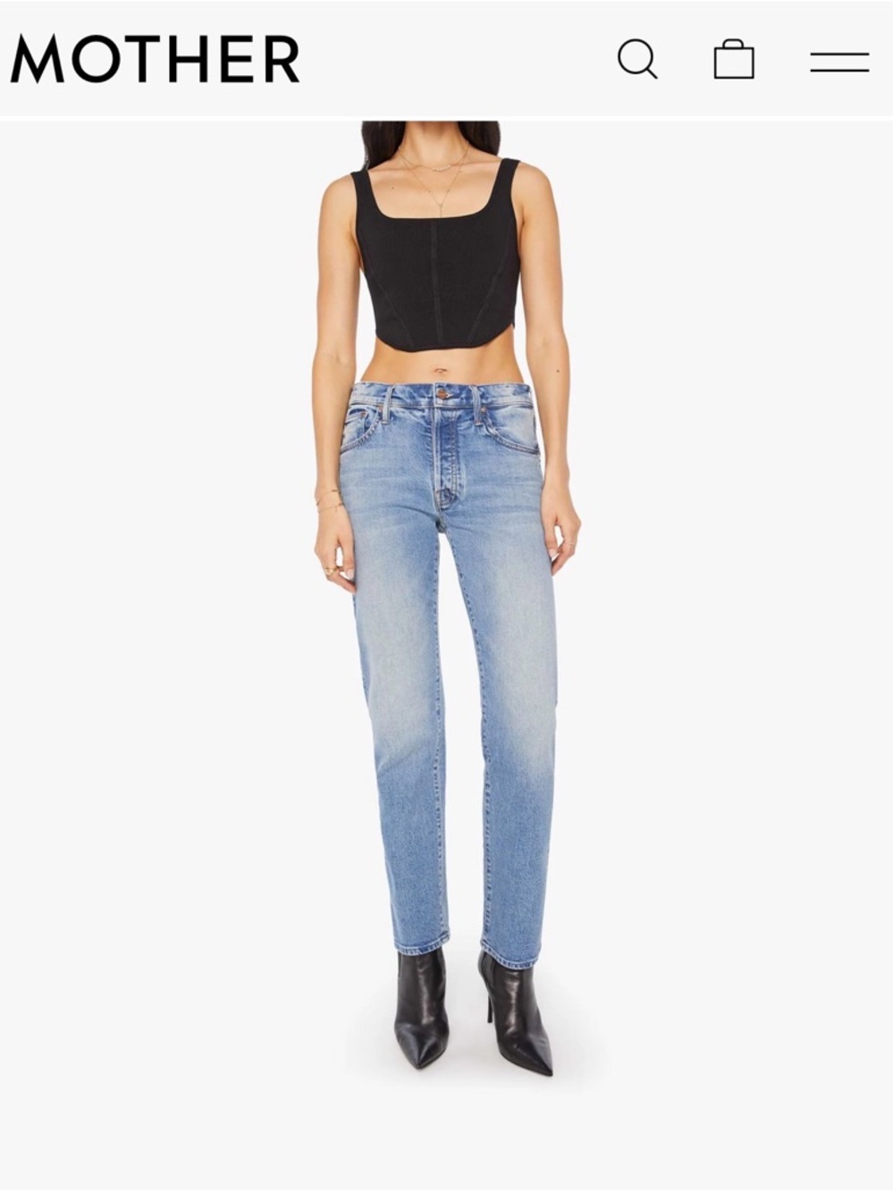 MOTHER Mid-Rise Hiker Hover Jeans in “Penny For Your Thoughts” Wash